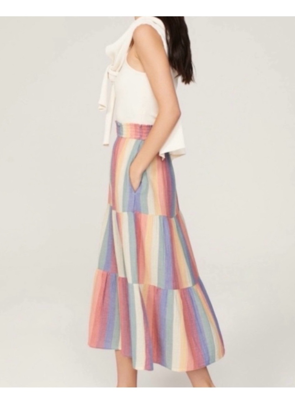 Marine Layer Corine Rainbow Smocked Maxi Skirt Size S